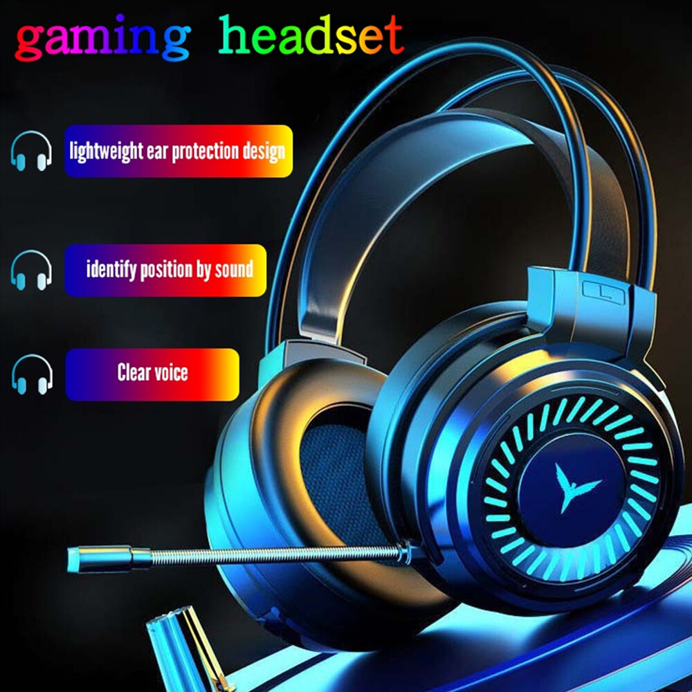 Gaming Headset Mic LED Headphones Stereo Bass Surround For PC Xbox One PS4 3.5mm-image