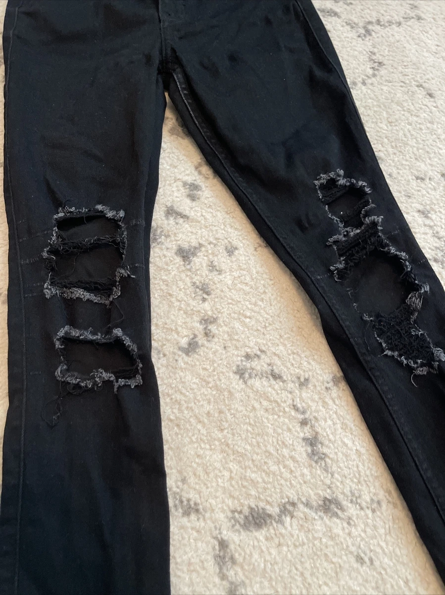 Hollister High Rise Super Skinny Black Jeans Stretch ripped W25