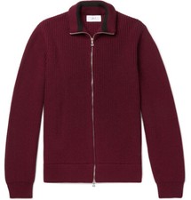 Mr P 100 Wool Heavy Chunky Full Zip Ribbed Knit Cardigan Sweater M Italy 600