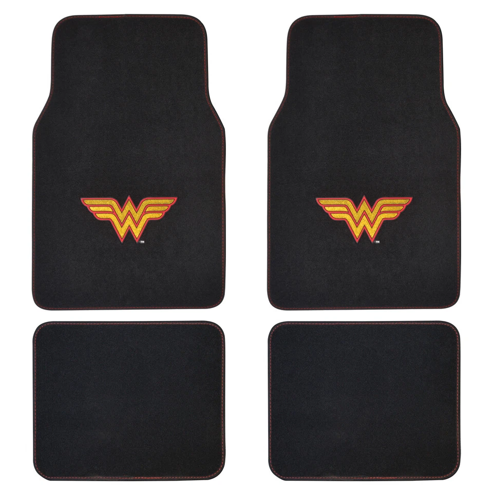 DC Comics Wonder Woman Steering Wheel Cover + Car Floor Mat Set Universal Size - Image 2 of 4