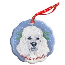 Poodle White Poodle Holiday Porcelain Christmas Tree Ornament