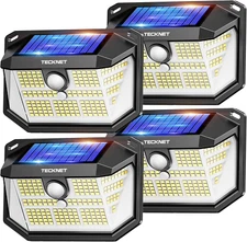 231 LED Solar Motion Lights Outdoor, 4 Pack 300° Security Wall Lights with 3 Lig
