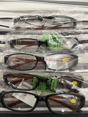 Mens Womens Lightweight Reading Glasses 5 Pack 1.0 + 2 Pair 1.25