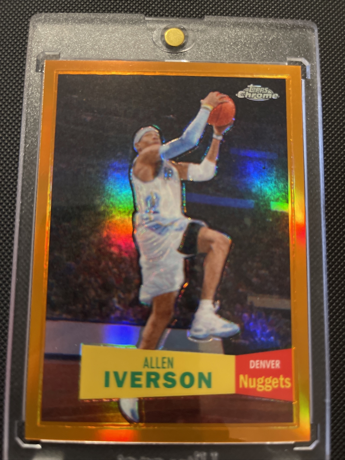 ALLEN IVERSON 2007-08 TOPPS CHROME 57-58 ORANGE REFRACTOR # 064 / 199 76ers 🔥✨