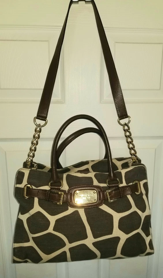 ** Michael Kors жирафа печати коричневый и слоновой кости EW большая сумка с короткими ручками сумка б/у в отличном состоянии! - Изображение 3 из 4