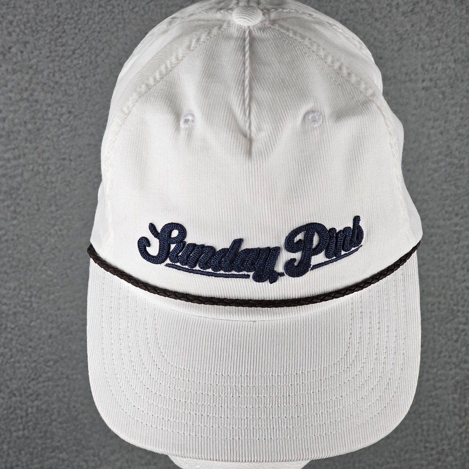 Adidas Sunday Pins Hat White Golf Corded Leather Strapback C