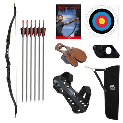 DRAKE Chroma Schwarz 68 Zoll 34 lbs Recurvebogen inkl. Zubehör, Anfängerbogen