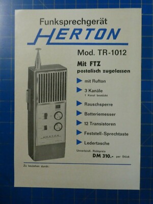 Herton Funksprechgerät Mod.1012 mit FTZ Informationsblatt H13776