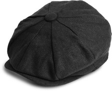 Herren Schiebermütze gefüttert Schirmmütze Gatsby Cap mit Fischgrät-Strickmuster