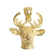 New 14k Yellow Gold Deer Pendant