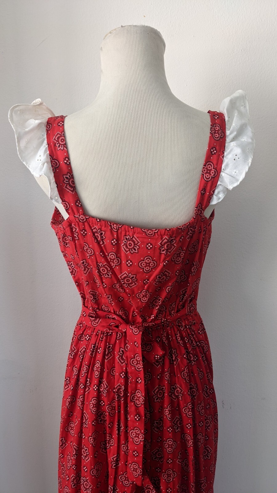 Vintage 70s Cottagecore Red Bandana Prairie Sun Dress… Gem