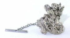 Handmade Casted 12.89 Gram 1 1/10 x 9/10 Inch  Sterling Silver Nugget Tie Tack
