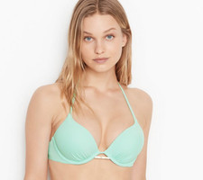 NWT VICTORIA'S SECRET Bombshell Add-2-Cups Push Up Swim Bikini Top Jade 38C