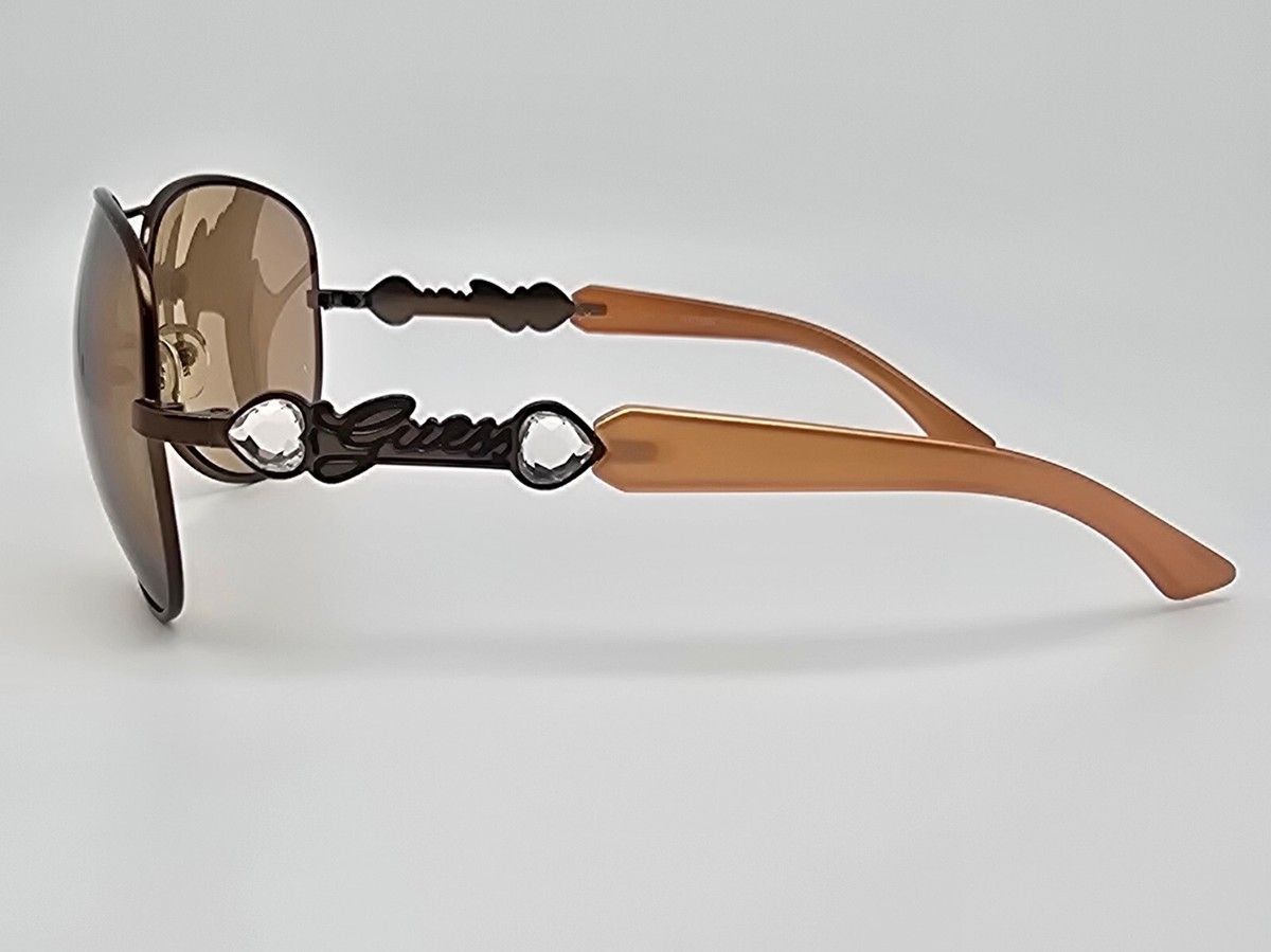 Guess GU7091 Brown Rhinestone Frame Bronze Mirror Lens 