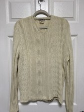 Vtg Hermes Paris Cream White V-Neck Wool Sweater Size Large