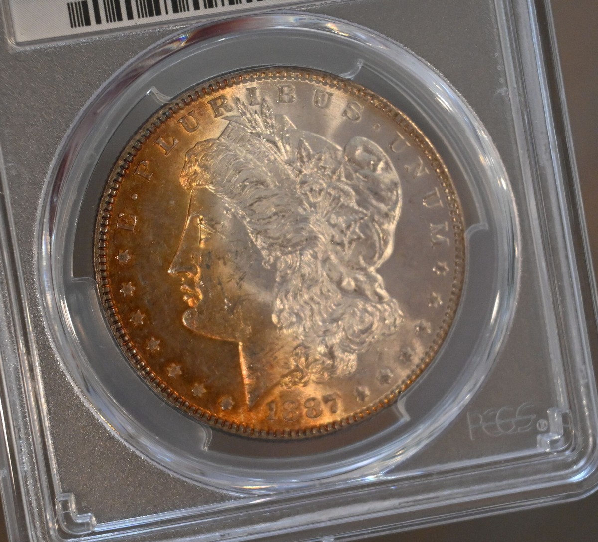 1887 RUSSET TONED MORGAN SILVER DOLLAR~PCGS MS63 ~ Beautiful coin