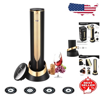 Rechargeable Gold Electric Corkscrew with Charging Base - Effortless Uncorking