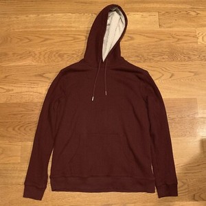Old Navy Burgundy Dark Red Pullover Hoodie Thermal Sherpa Warm Mens M Med waffle