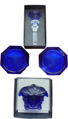 Versace Rosenthal Glas Collection Briefbeschwerer 2 Untersetzer Flaschenverschluss NEU