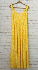 1X/2X/3X/4X/5X New Yellow White Floral Print Smocked Sundress Tiered Maxi Dress