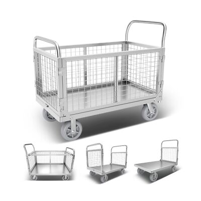 Platform Truck Cart with Cage, 4in1 Foldable Platform Truck Heavy Duty Push C...
