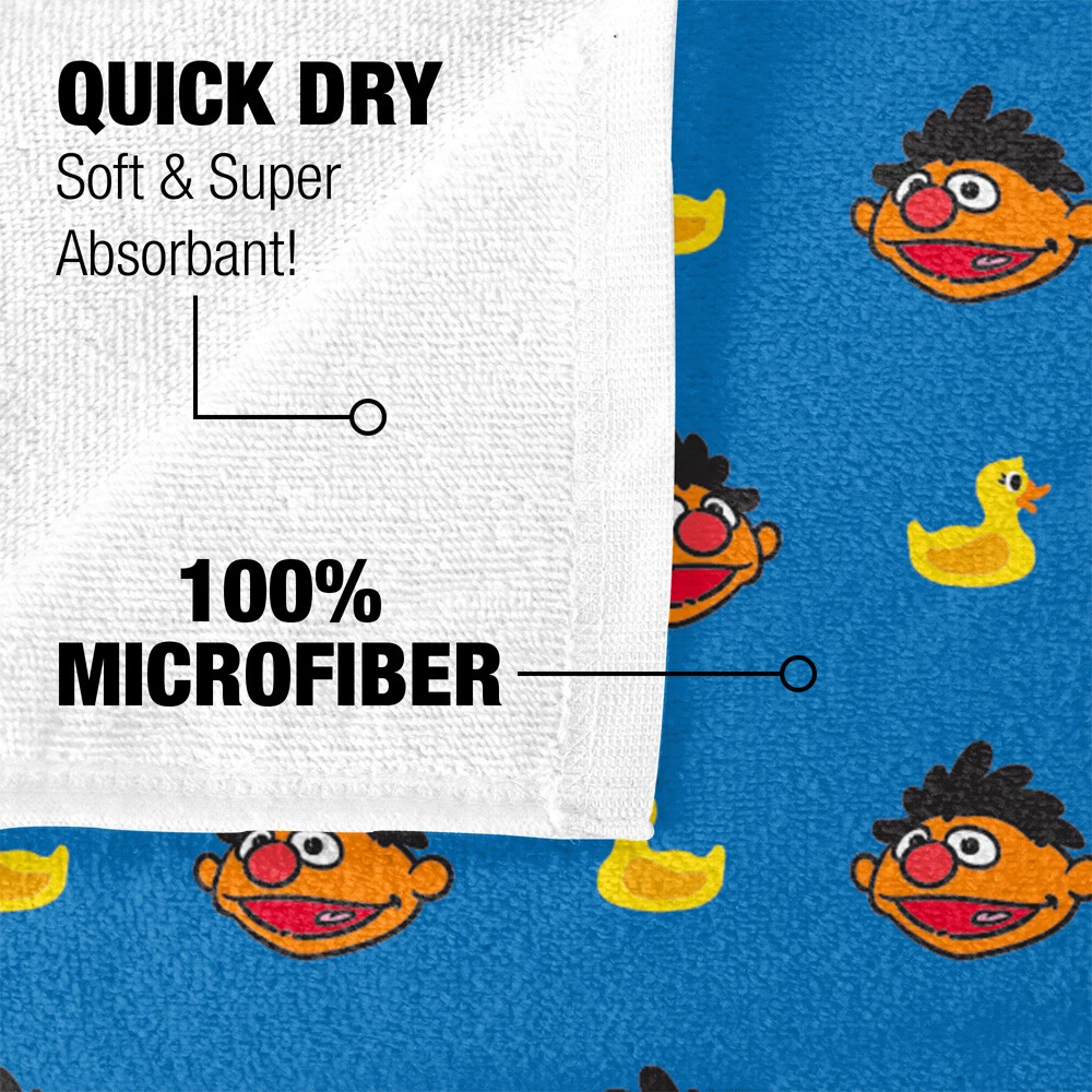 Sesame Street Ernie and Rubber Ducky Pattern Beach Towel 30"x60"