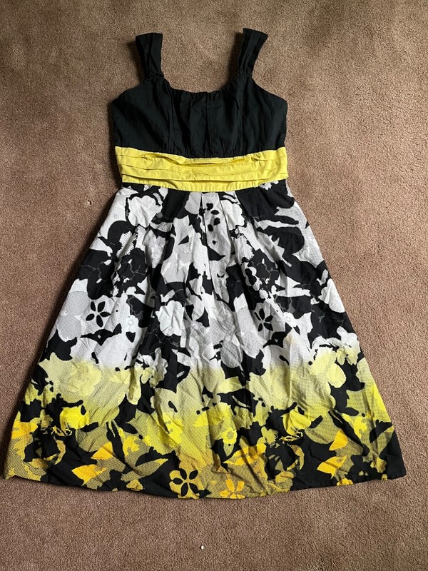 girls rare edition black and yellow summer dress sz 16