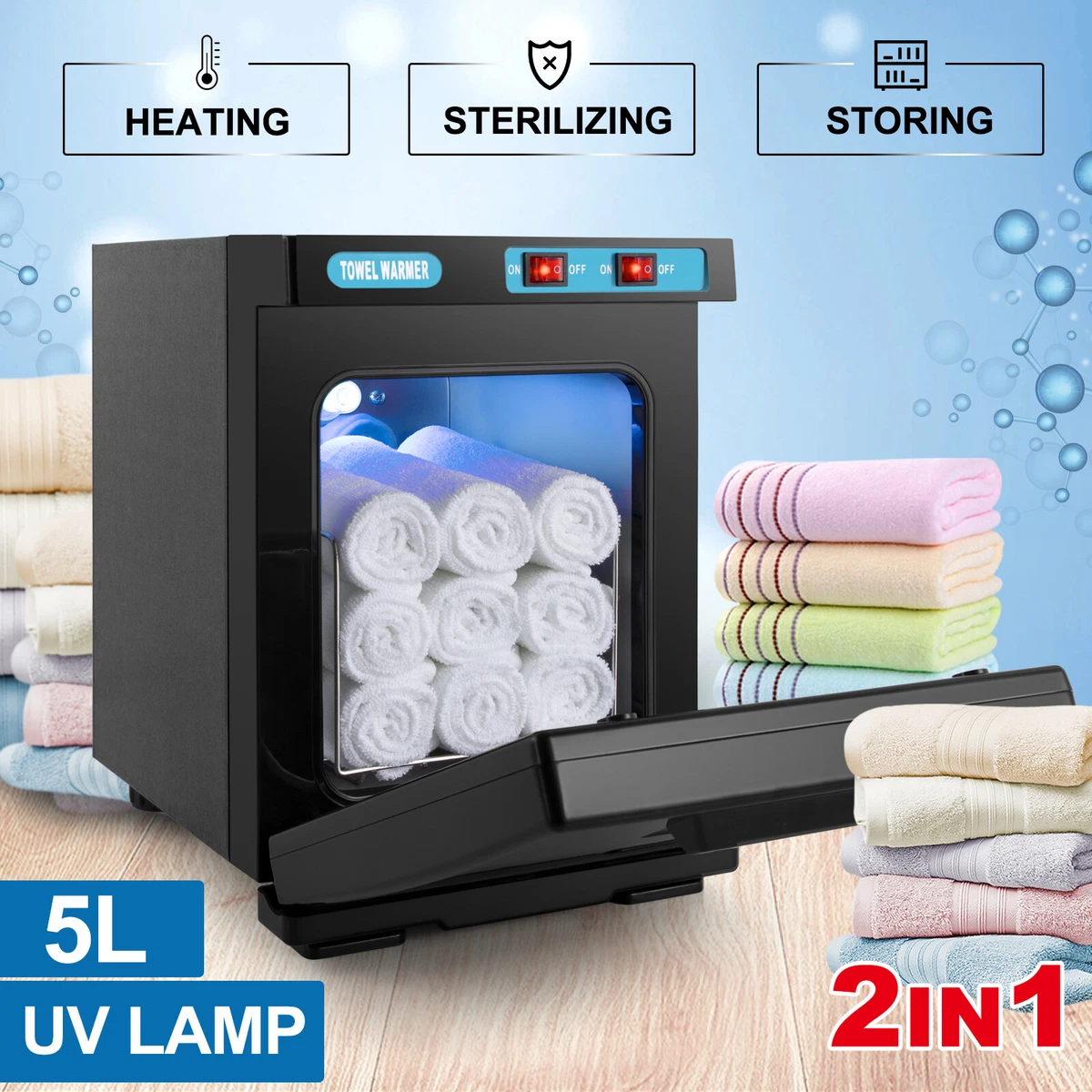 Black5L Hot Towel Warmer UV Sterilizer Cabinet FacialSkin Spa BeautySalon  w/Clip | eBay