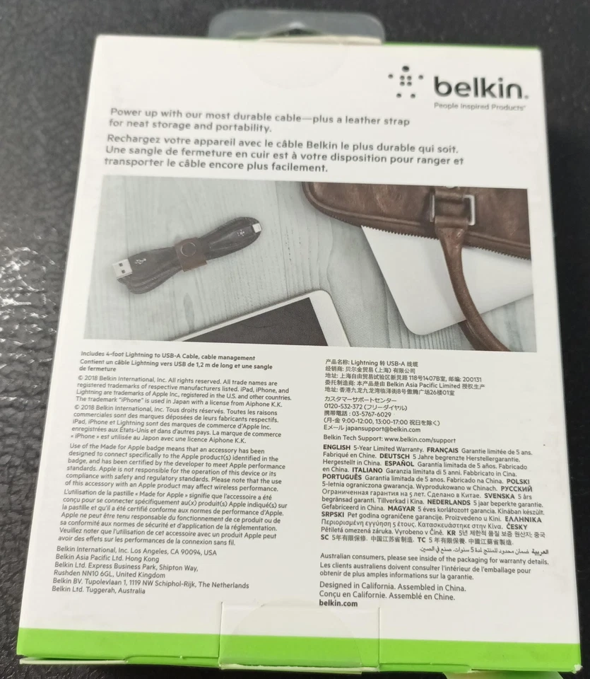 Nuevo Belkin Boost Carga Iluminación a Cable USB-A y Correa 5 Pies Negro Foto 2 de 3