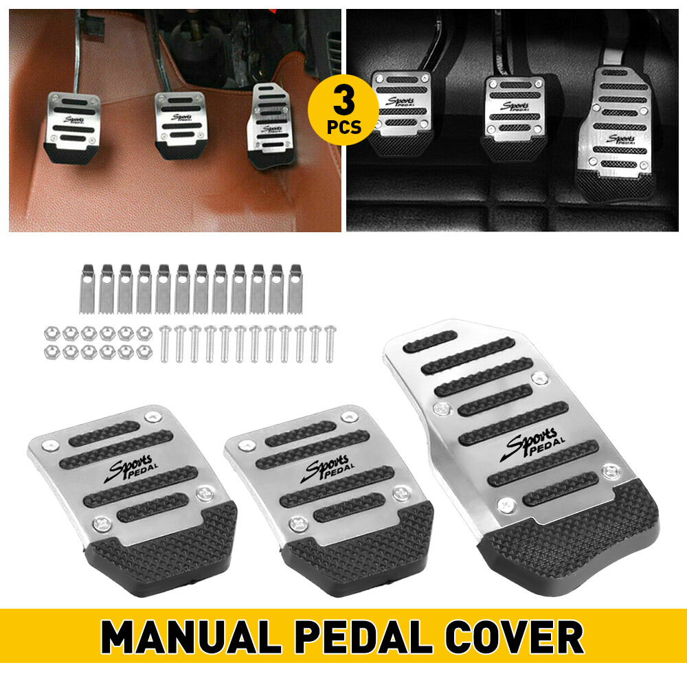 Non-Slip Manual Transmission Brake Foot Pedal Pad Kit Cover Car Accessory Silver