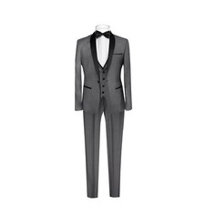 Slim Fit Herren Smoking in Grau -Anzug-Hochzeit-Bühne