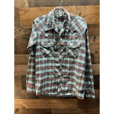 Teen Shirt Junior Ladies Long Sleeve Pearl Snap Size Medium *Made in USA*
