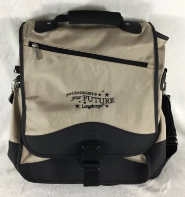 Longaberger Baskets Backpack Tan Black  Your Leadership Your Future 