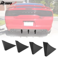 Universal 4PCS Rear Bumper Lip Lower Diffuser Shark Fins Unpainted Black ABS