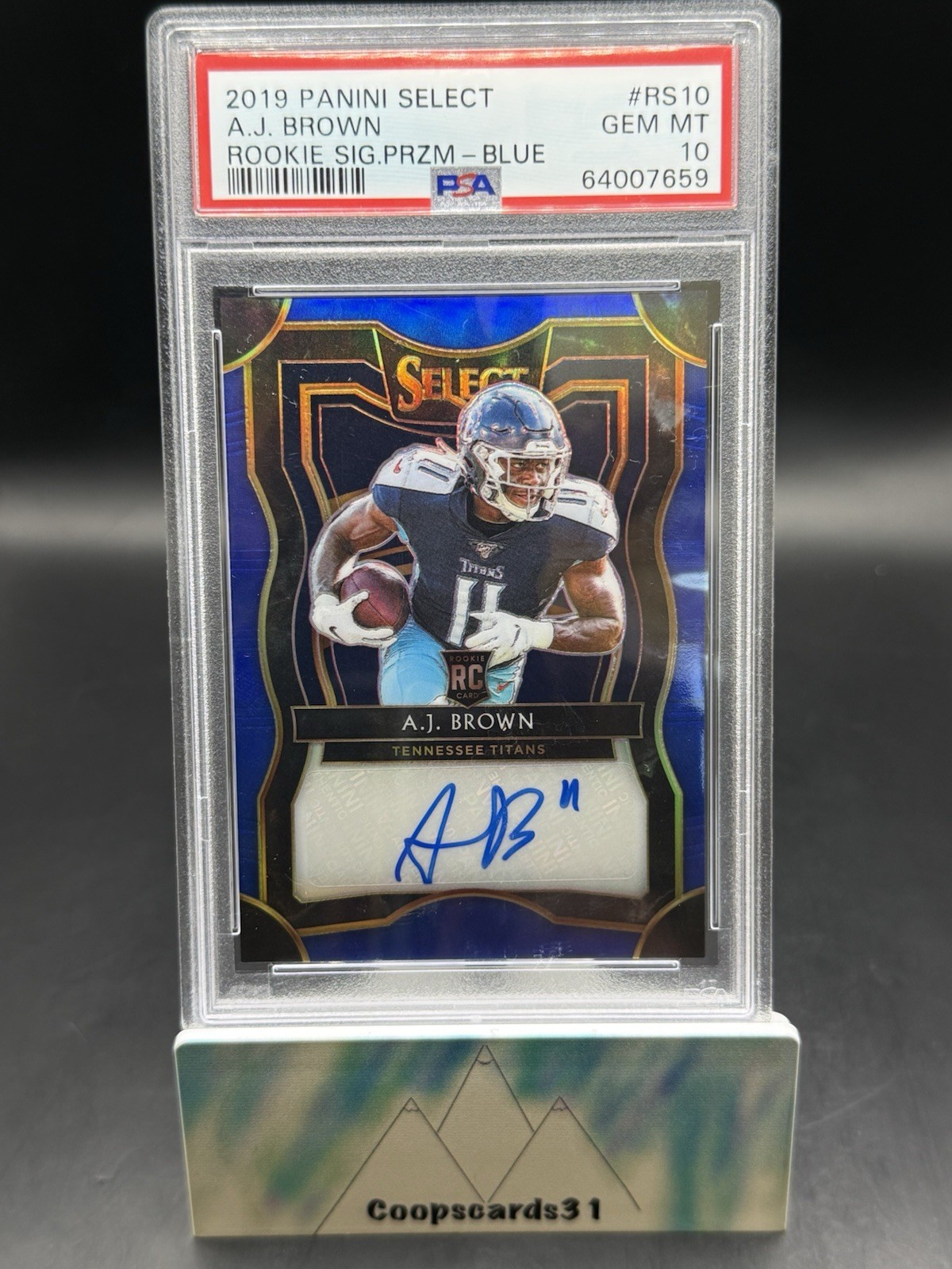 AJ Brown Panini Select Rookie Signature Prizm #RS10 Blue