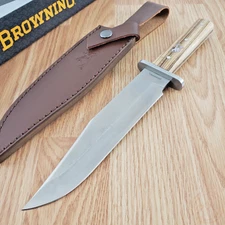 Browning Fixed Knife 7.25" Full Tang Stainless Steel Bowie Blade Wood Handle
