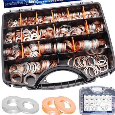 #ad 1160PCS Crush Washer Oil Drain Plug18 Sizes Copper and Aluminum Oil Drain Pl... $78.22