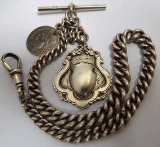 EXCELENTE CADENA DE RELOJ ALBERT PLATA ESTERLINA 1915 INGLESA ANTIGUA PESADA 41g