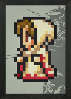 FF I White Mage Pixel gerahmtes Wandbild Poster Leinwanddruck Bild