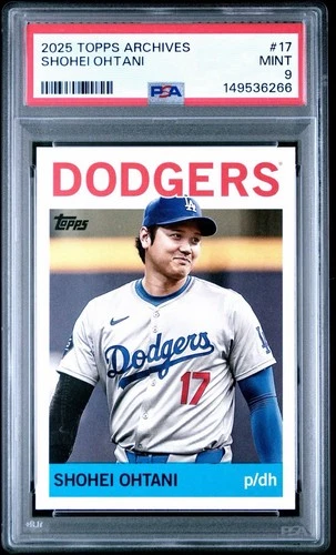 SHOHEI OHTANI #17 LOS ANGELES DODGERS MVP 2025 TOPPS ARCHIVES PSA 9