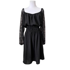 Liberty Love Black Scoop Neck Lace Sleeves Blouson Dress Plus Size 3XL NWOT