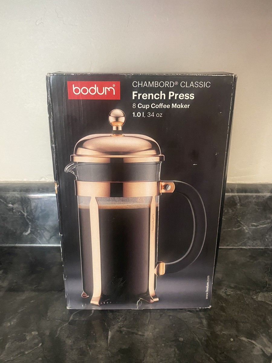 Bodum Chambord Classic French Press 8 Cup Coffee Maker Copper 1L 34oz NIB |  eBay