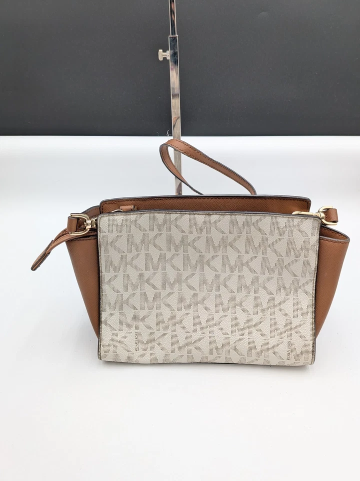 Bolso de Hombro Cartera MICHAEL KORS Selma Mini Tostado Vainilla Crema Cuero Saffiano Foto 3 de 4