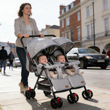 Double Twin Stroller Reversible Baby Pram Foldable Newborn Travel Pushchair UK