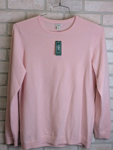 LL Bean Kaschmir hellrosa Pullover Damen XL klassischer Rundhalsausschnitt Strickpullover neu mit Etikett