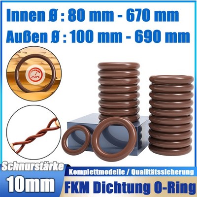 O-Ring 100-690mmAußen X Schnurstärke 10 mm FKM 70 ShoreA Ring Dichtung Dichtring