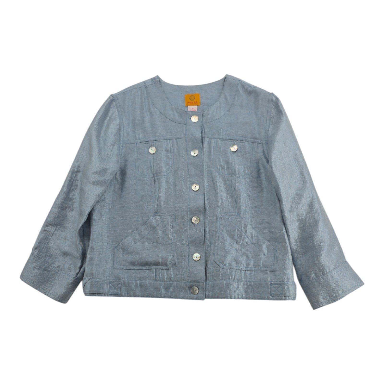 Ruby Rd Women’s Light Blue Shimmer Button Front J… - image 1