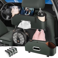 HOLDCY Car Back Seat Organizer with 2 Drink Cup Holder - Tissue Box and Stora...