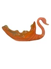 VTG Art Glass Swan Bowl Hand Blown Orange Swirl Design Trinket Dish Murano Style