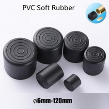 Black Round Plastic End Cap, PVC Soft Rubber Caps Tube Pipe Feet 6-120mm